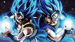 Gogeta Blue and Vegito Blue Super Saiyan Blue Fusion Battle Artwork HD wallpaper