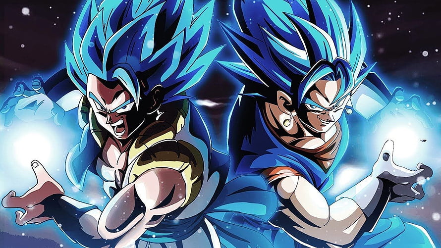 Gogeta Blue and Vegito Blue Super Saiyan Blue Fusion Battle Artwork HD wallpaper