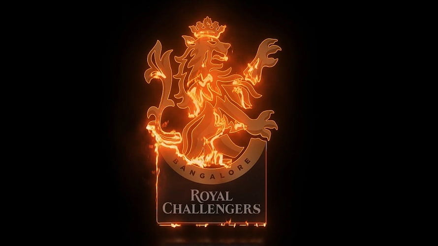 Royal Challengers Bangalore Cricket Team Logo with Fiery Lion Emblem HD wallpaper