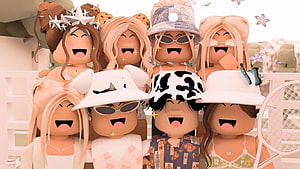 Roblox Bestie Group Photo with Custom Avatars and Summer Accessories HD wallpaper