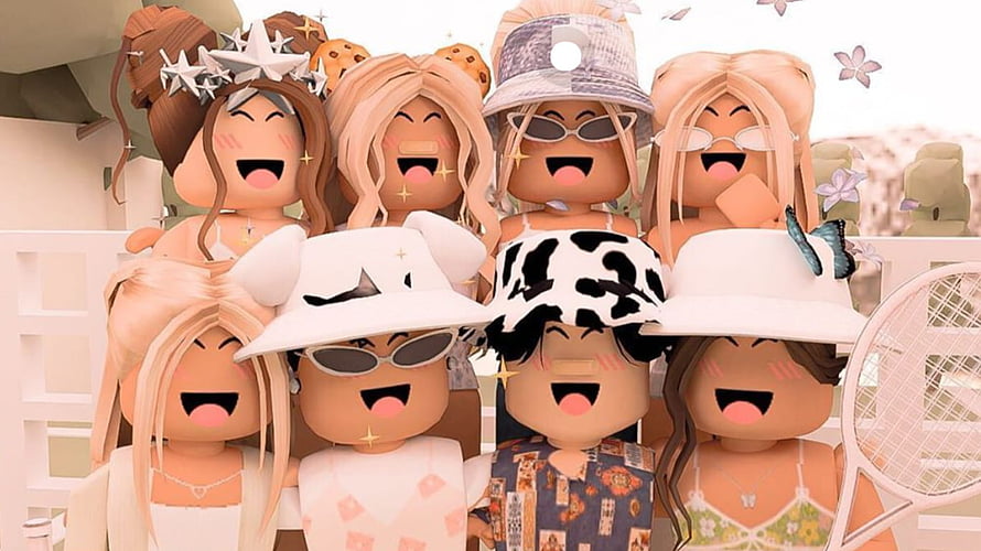 Roblox Bestie Group Photo with Custom Avatars and Summer Accessories HD wallpaper