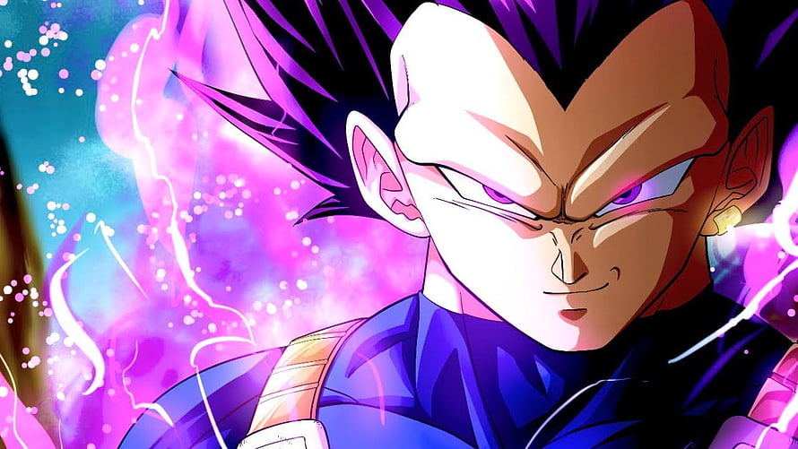 Vegeta Ultra Ego Form Anime Character with Purple Aura and Intense Expression HD wallpaper
