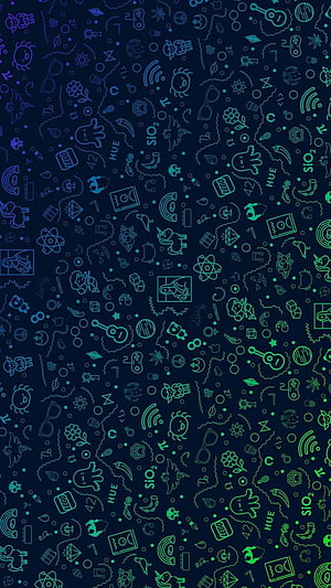 Neon Doodle Pattern Wallpaper with Sci-Fi and Pop Culture Icons on Dark Background HD phone wallpaper