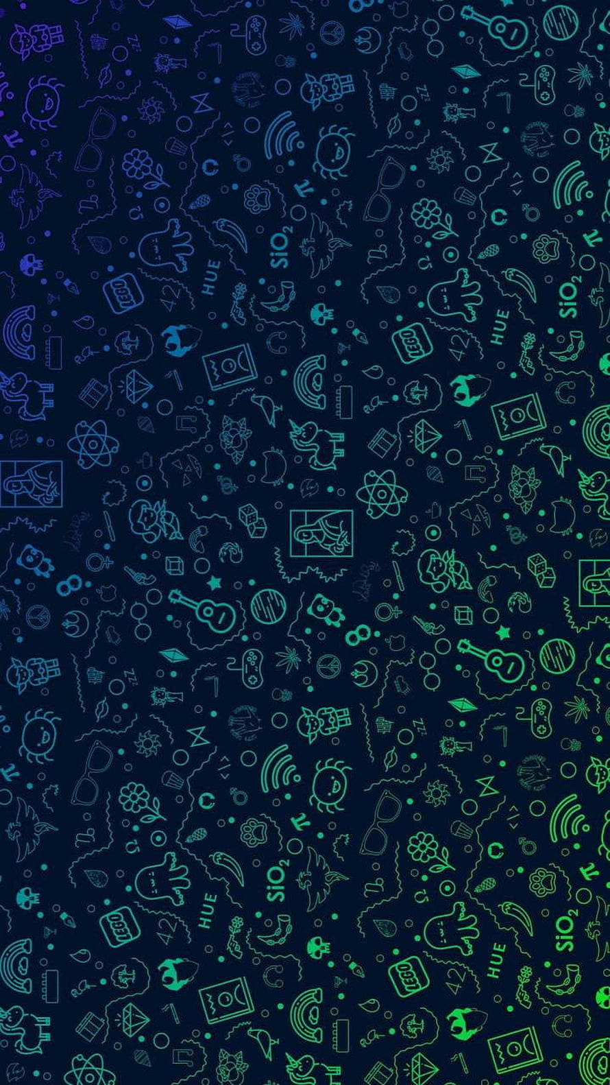 Neon Doodle Pattern Wallpaper with Sci-Fi and Pop Culture Icons on Dark Background HD phone wallpaper