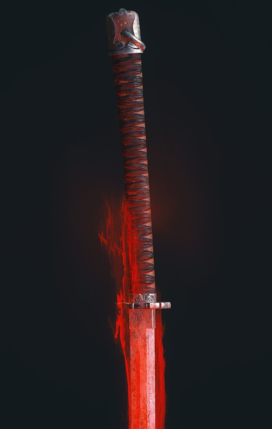 Fushigiri Katana from Sekiro with Glowing Red Blade and Intricate Hilt Detail HD phone wallpaper