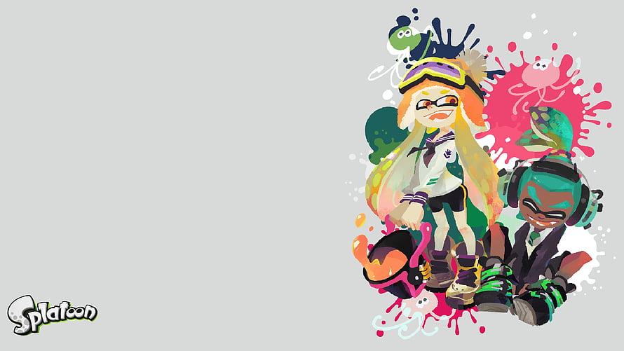 Splatoon 3 Inkling Characters with Ink Splatter Artwork HD wallpaper