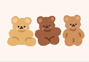 Cute Cartoon Teddy Bears Illustration in Warm Brown Tones HD wallpaper