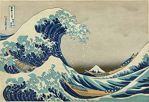 The Great Wave off Kanagawa by Katsushika Hokusai - Classic Japanese Woodblock Print with Mount Fuji HD wallpaper
