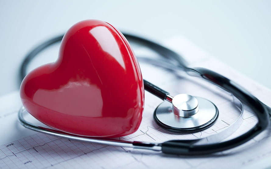 Red Heart Model and Stethoscope on ECG Paper for Medical Care HD wallpaper