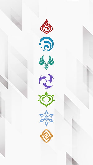 Genshin Impact Seven Elements Symbols Vertical Wallpaper HD phone wallpaper
