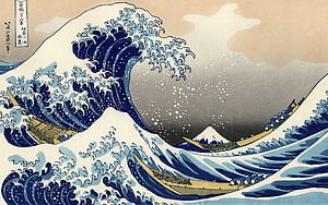 The Great Wave off Kanagawa by Hokusai Japanese Ukiyo-e Woodblock Print HD wallpaper