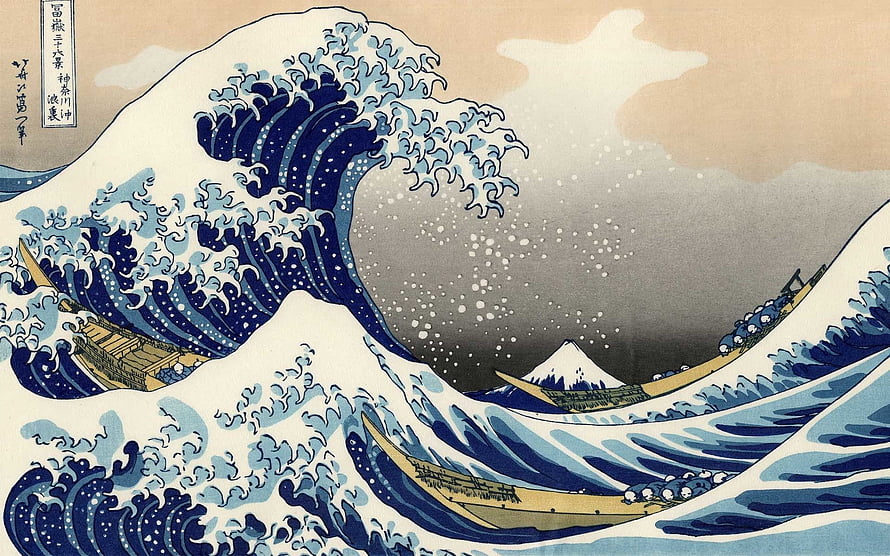 The Great Wave off Kanagawa by Hokusai Japanese Ukiyo-e Woodblock Print HD wallpaper
