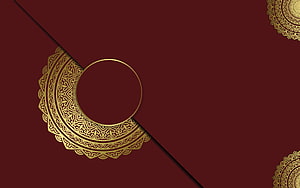 Elegant Gold Mandala Ornament on Deep Maroon Background for Wedding Invitations HD wallpaper