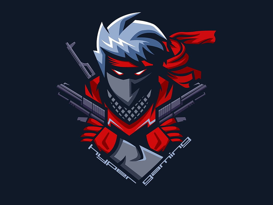 Hyper Gaming Esports Mascot Logo with Ninja Character and Crossed Guns HD wallpaper