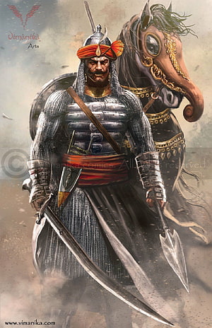 Vimanika Arts Warrior Knight With Horse And Sword Fantasy Illustration, Maharana Pratap HD phone wallpaper