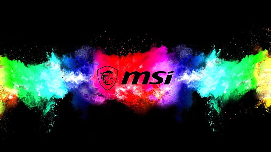 MSI Dragon Logo with Vibrant RGB Color Smoke on Black Background HD wallpaper
