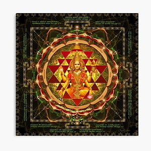 Goddess Lakshmi seated in a sacred Sri Yantra mandala with golden geometric patterns and Sanskrit mantras, Shri Yantra, laxmi yantra HD phone wallpaper
