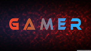 Gamer Text on Red Abstract Background HD wallpaper