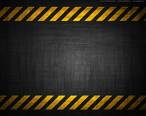 Industrial Hazard Stripe Frame on Dark Textured Metal Surface HD wallpaper