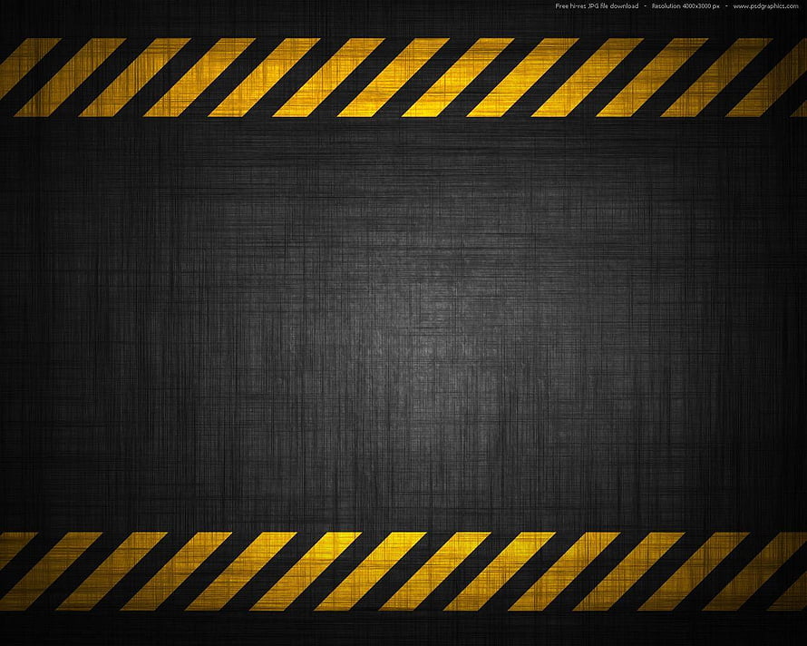 Industrial Hazard Stripe Frame on Dark Textured Metal Surface HD wallpaper