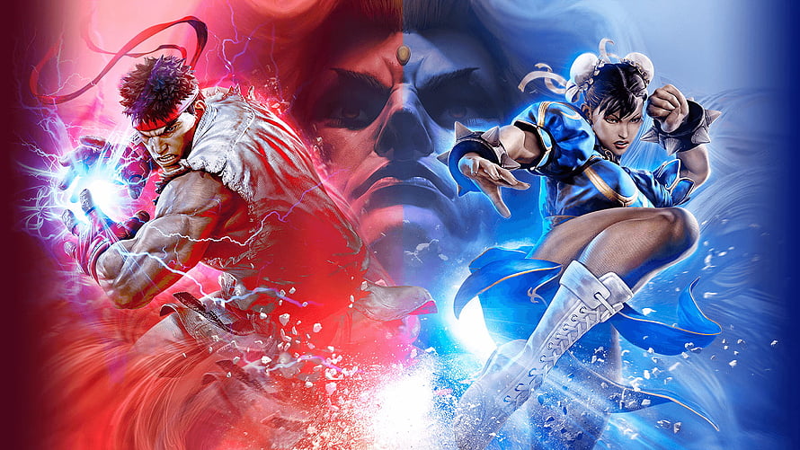 Street Fighter V Ryu and Chun-Li Dynamic Fighting Artwork HD wallpaper