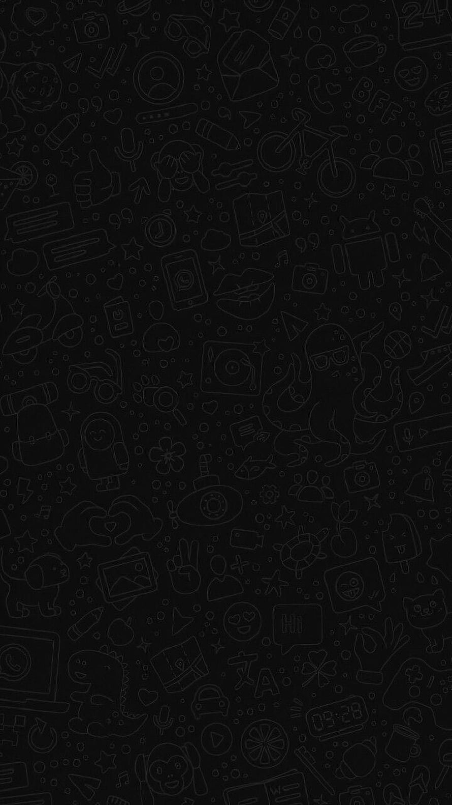 Dark doodle pattern wallpaper with tech and lifestyle icons HD phone wallpaper