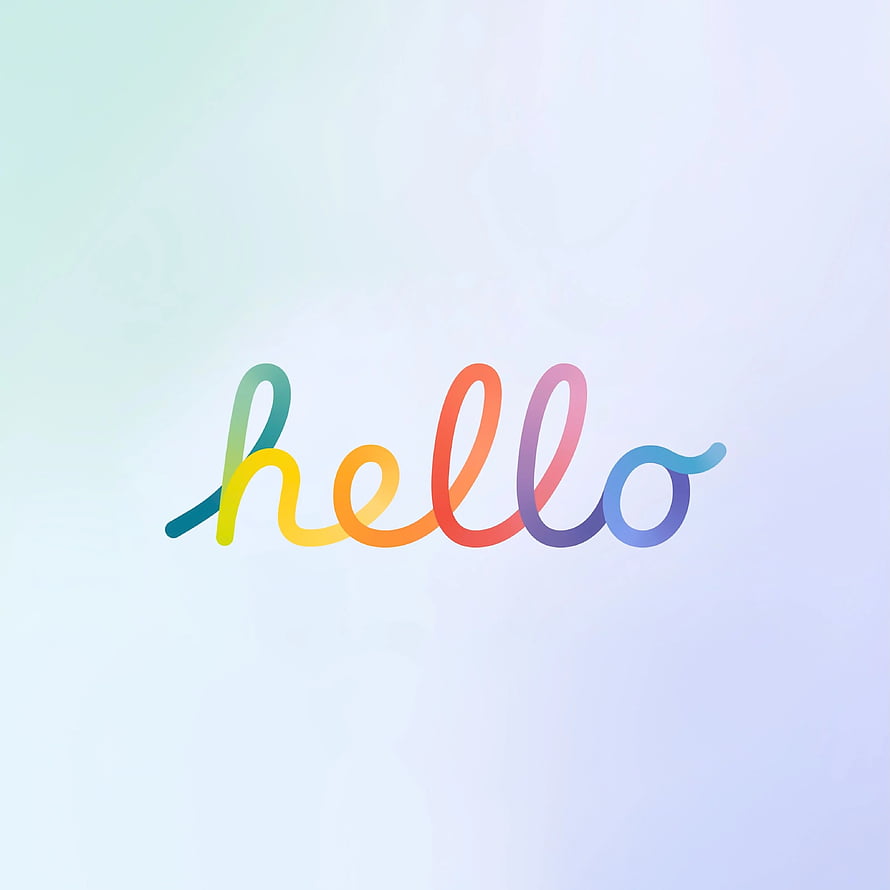 Colorful Rainbow Hello Typography on Soft Pastel Gradient Background HD phone wallpaper