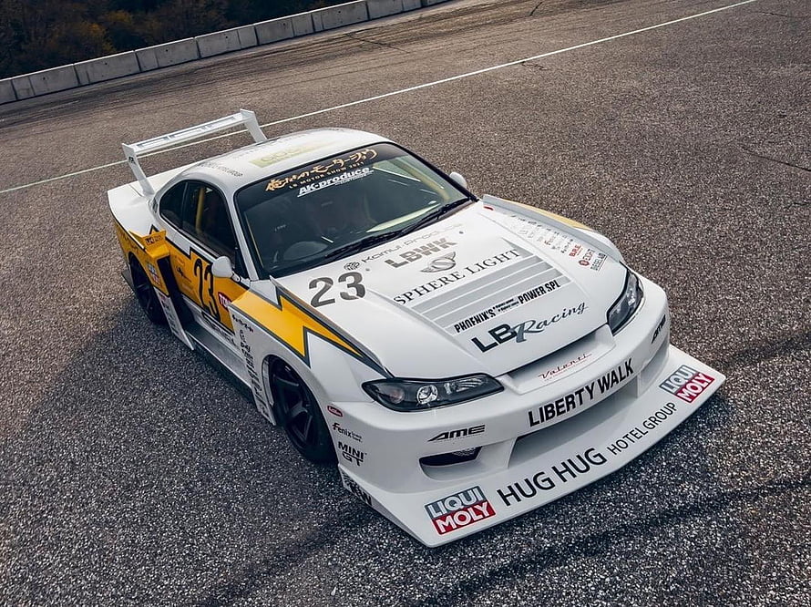 Liberty Walk Nissan Silvia S15 Super Silhouette Race Car on Track HD wallpaper