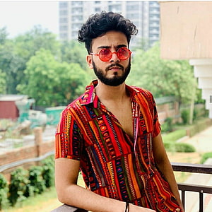 Handsome Man With Beard Wearing Red Sunglasses And Colorful Patterned Shirt On Balcony, 10 Elvish yadav ideas, #elvish yadav HD phone wallpaper