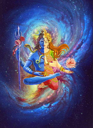 Ardhanarishvara Hindu Deity Cosmic Galaxy Artwork Wallpaper HD phone wallpaper