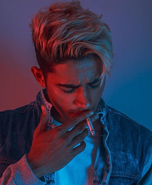 Danish Zehen Portrait With Neon Red And Blue Lighting HD phone wallpaper