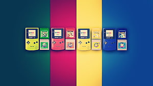 Nintendo Game Boy Color Collection with Pokemon and Earthbound Cartridges HD wallpaper