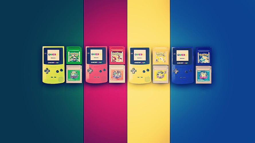 Nintendo Game Boy Color Collection with Pokemon and Earthbound Cartridges HD wallpaper