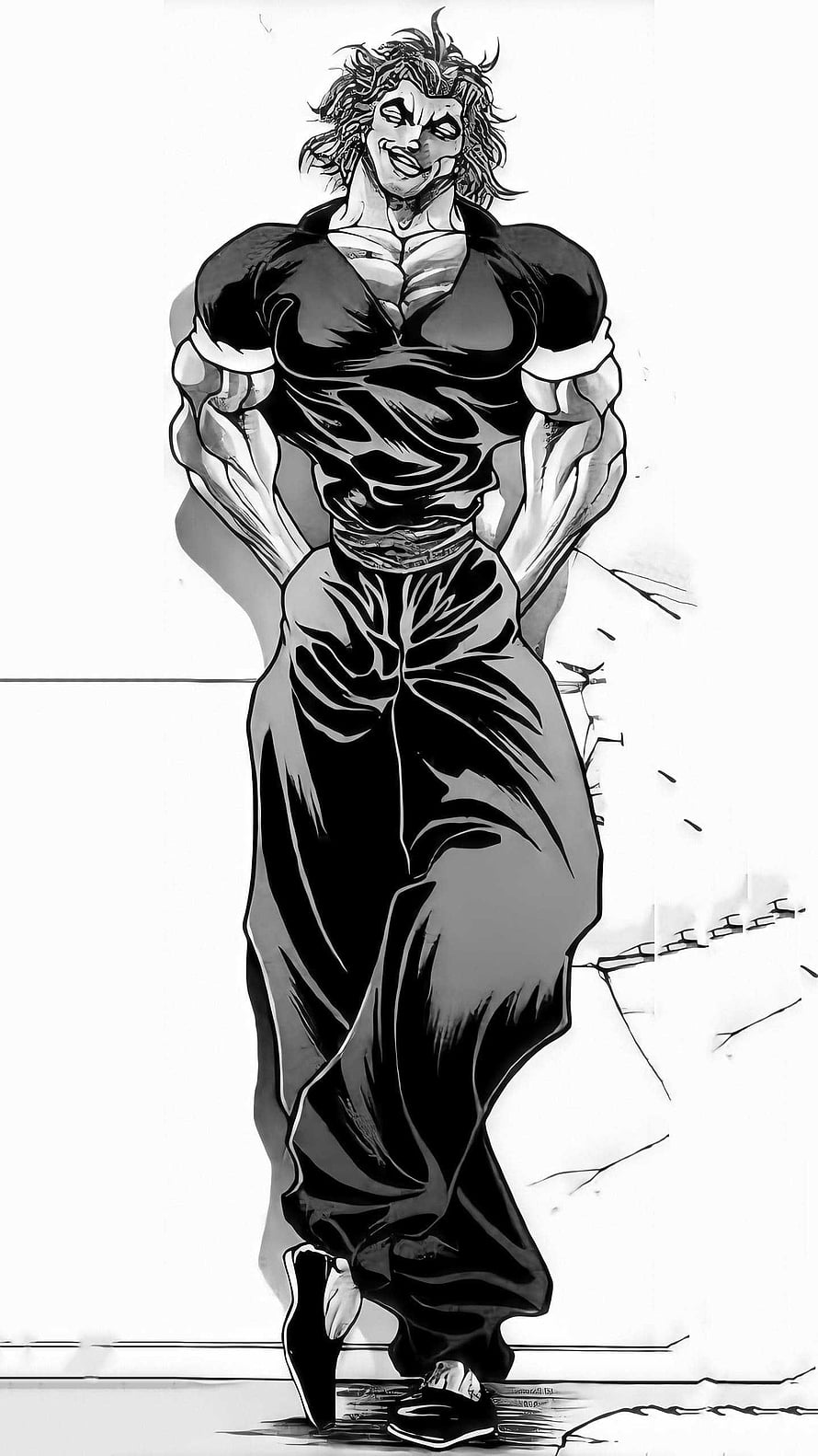Manga Style Illustration of Muscular Man in Black Shirt and Baggy Pants, Yujiro Hanma Discover more Anime, Baki the Grappler, Grappler Baki, Manga, Yujiro . http…, baki manga HD phone wallpaper
