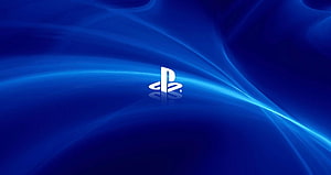 PlayStation Logo on Blue Abstract Background HD wallpaper