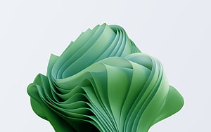 Abstract Green 3D Flowing Ribbon Sculpture on White Background HD wallpaper