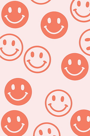 Coral and Pink Smiley Face Pattern with Minimalist Aesthetic Design HD phone wallpaper