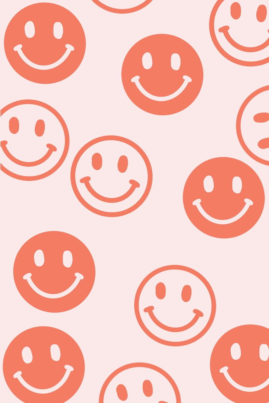 Coral and Pink Smiley Face Pattern with Minimalist Aesthetic Design HD phone wallpaper