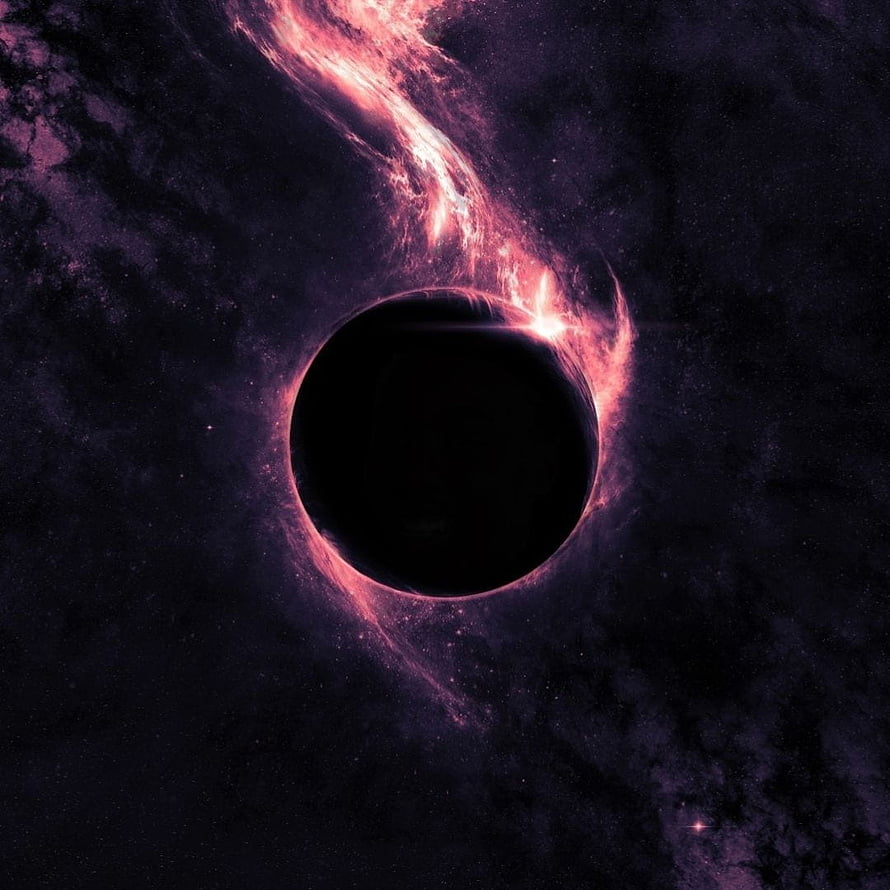 Majestic Black Hole with Glowing Pink Accretion Disk in Deep Space HD phone wallpaper