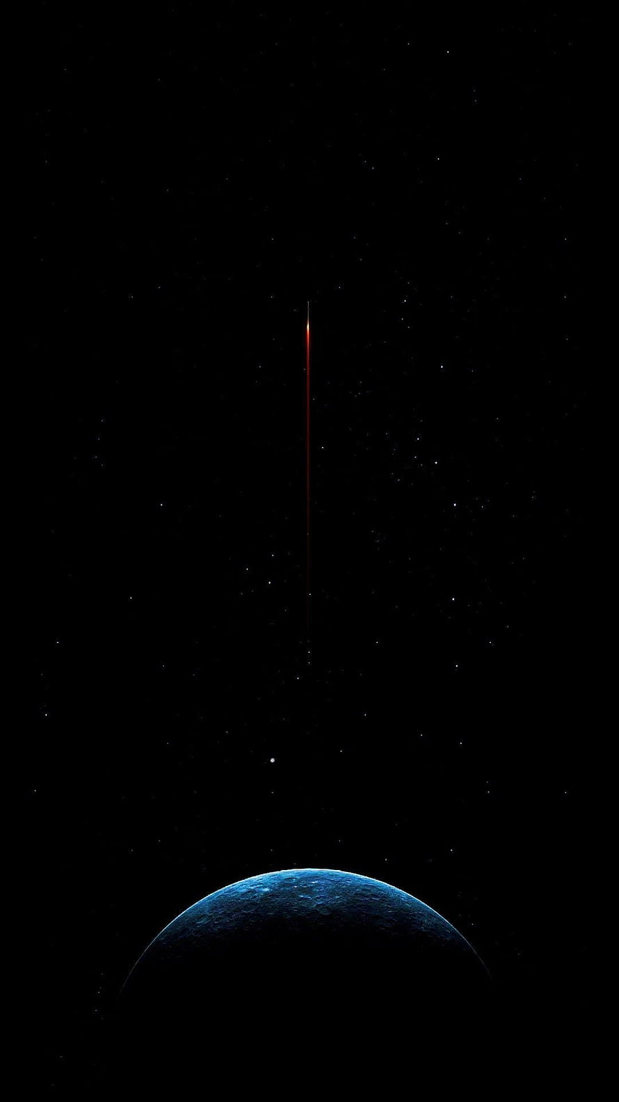 Blue Planet Horizon With Vertical Red Laser Beam In Deep Space HD phone wallpaper