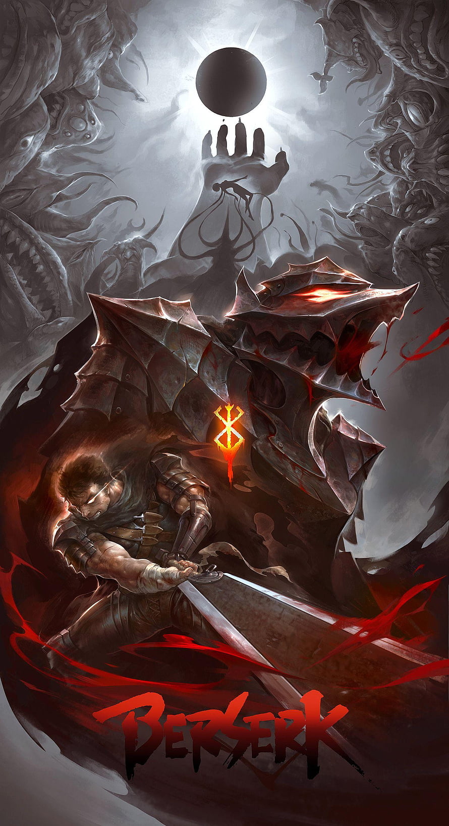 Berserk Guts with Dragon Slayer Sword and Black Swordsman Armor in Dark Fantasy Art, Berserk and Dump, berserk guts HD phone wallpaper