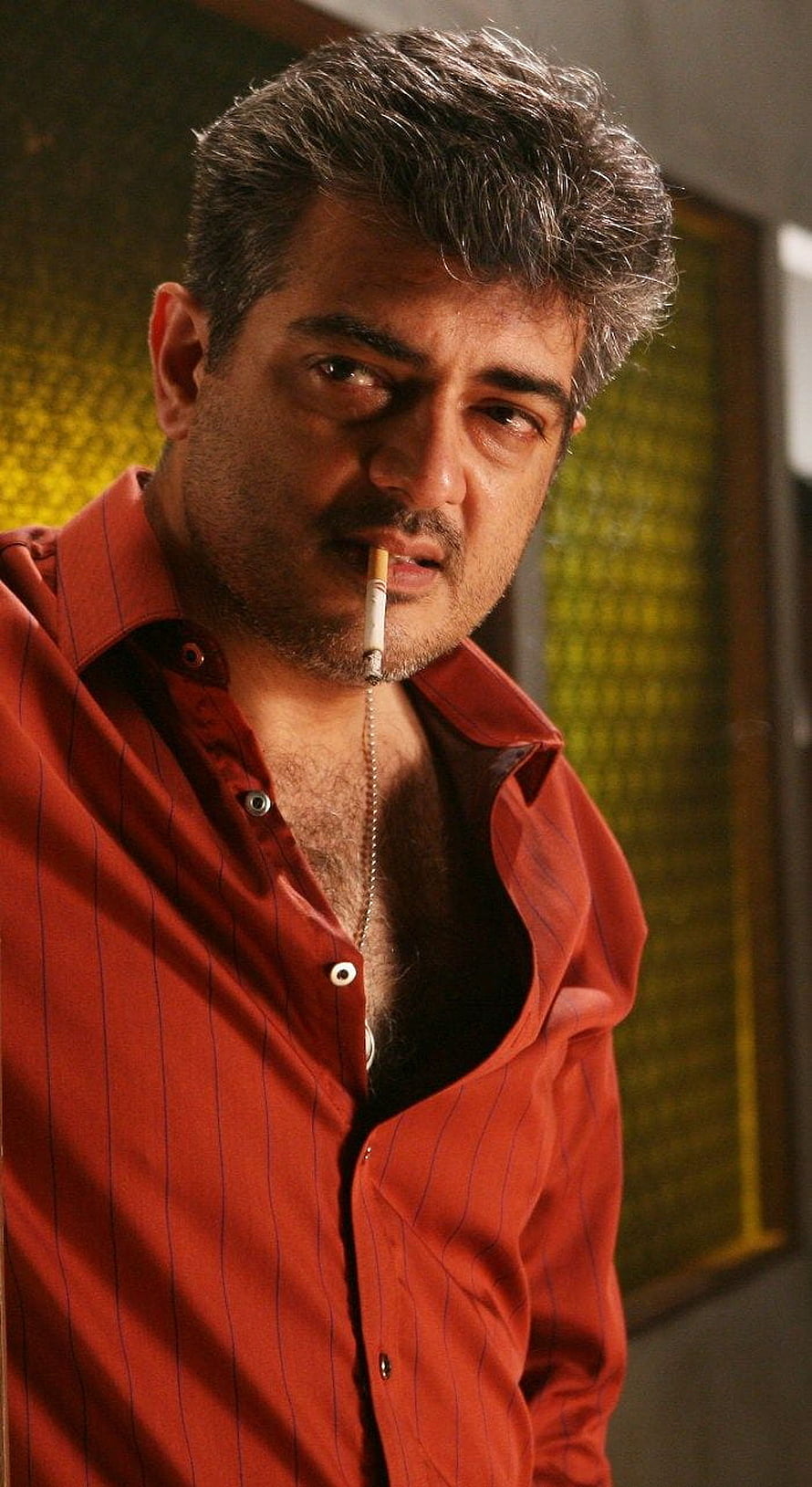 Portrait of Man in Red Shirt Smoking Cigarette with Intense Gaze, Ajith Mankatha New Stills Mankatha Ajith, tamil movie mankatha HD phone wallpaper