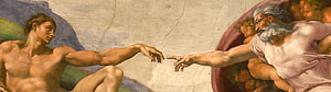 The Creation of Adam by Michelangelo, Sistine Chapel Ceiling Fresque Detail HD wallpaper
