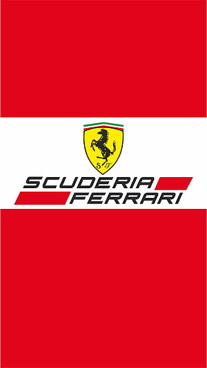Scuderia Ferrari Prancing Horse Logo on Red and White Background HD phone wallpaper