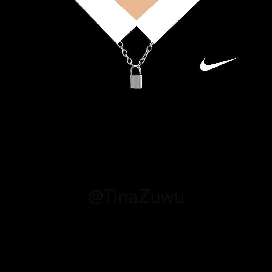 Nike Black Hoodie With Silver Padlock Necklace And White Swoosh Logo HD phone wallpaper