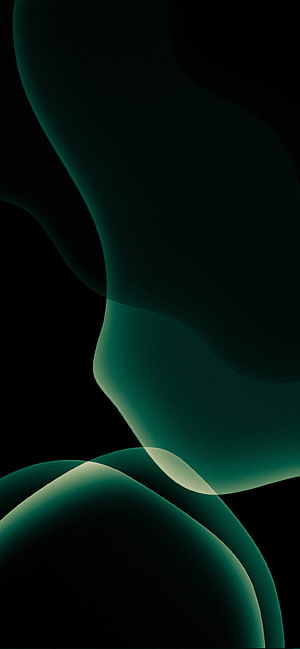 Abstract Dark Green Fluid Waves on Black Background HD phone wallpaper