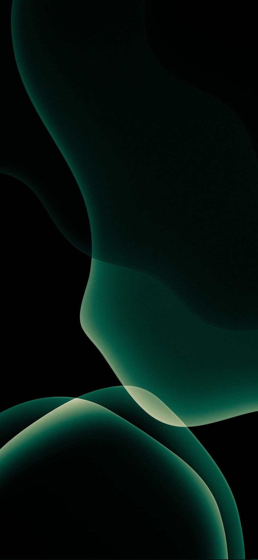 Abstract Dark Green Fluid Waves on Black Background HD phone wallpaper