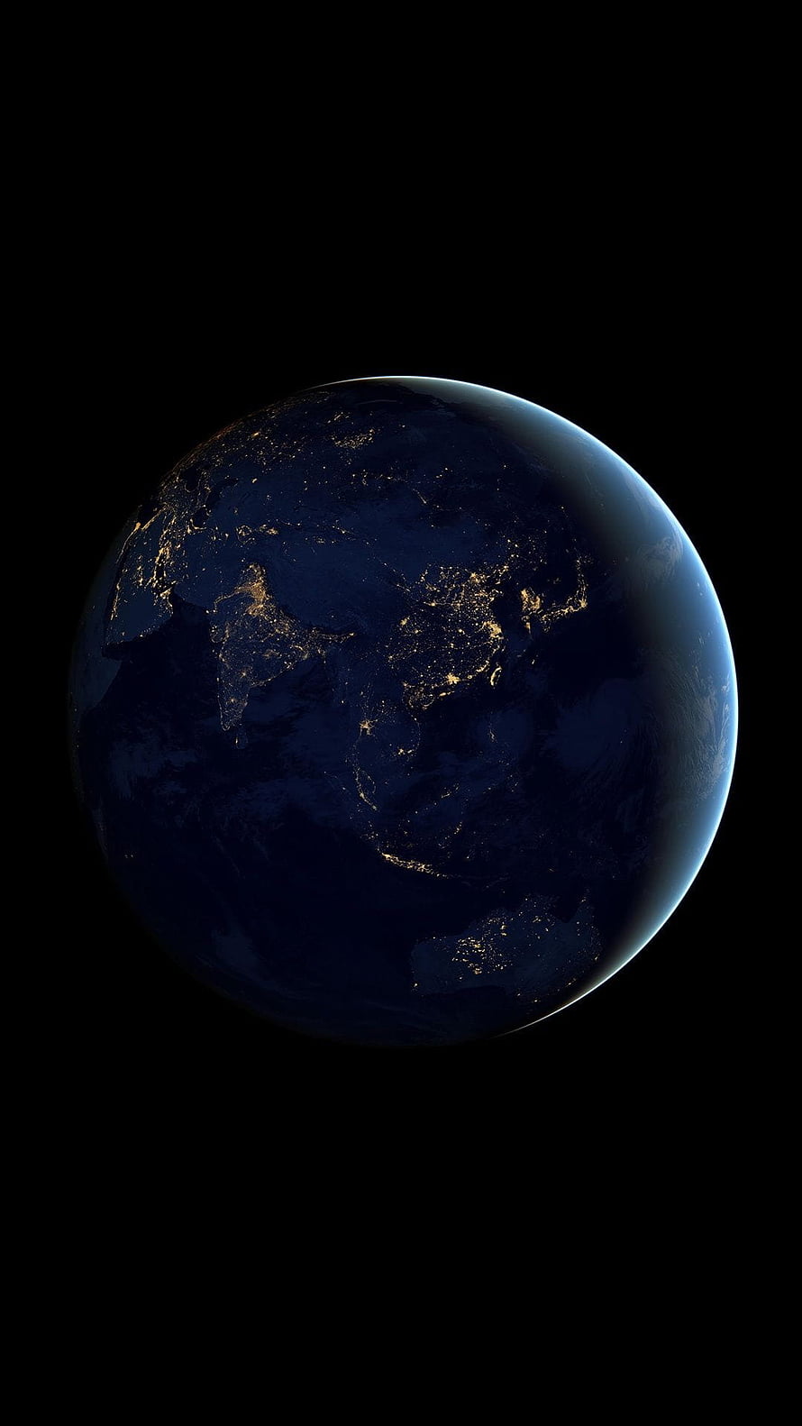 Earth at Night with City Lights Illuminating the Dark Side of the Planet HD phone wallpaper