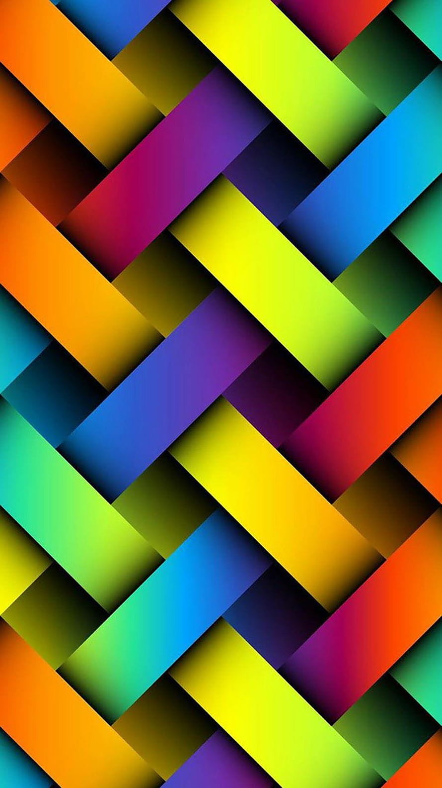Vibrant Woven Geometric Pattern with Layered Colorful Strips and Diagonal Depth HD phone wallpaper
