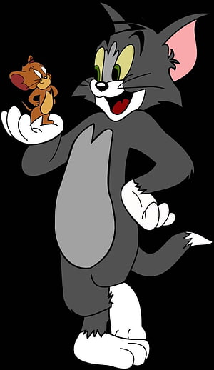 Tom and Jerry Classic Cartoon Characters on Black Background HD phone wallpaper